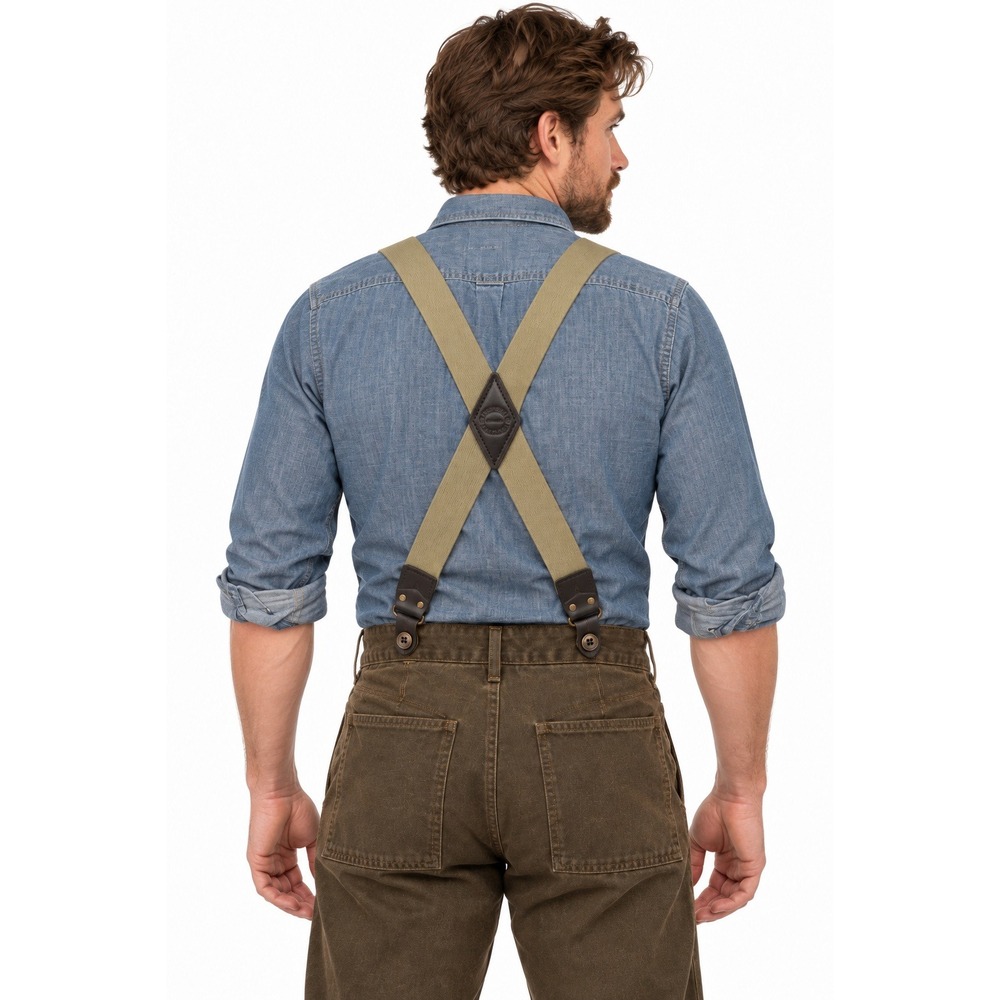 Filson Tab Suspenders Tan Bridle Leather Button Workwear Logger Style 200 USA